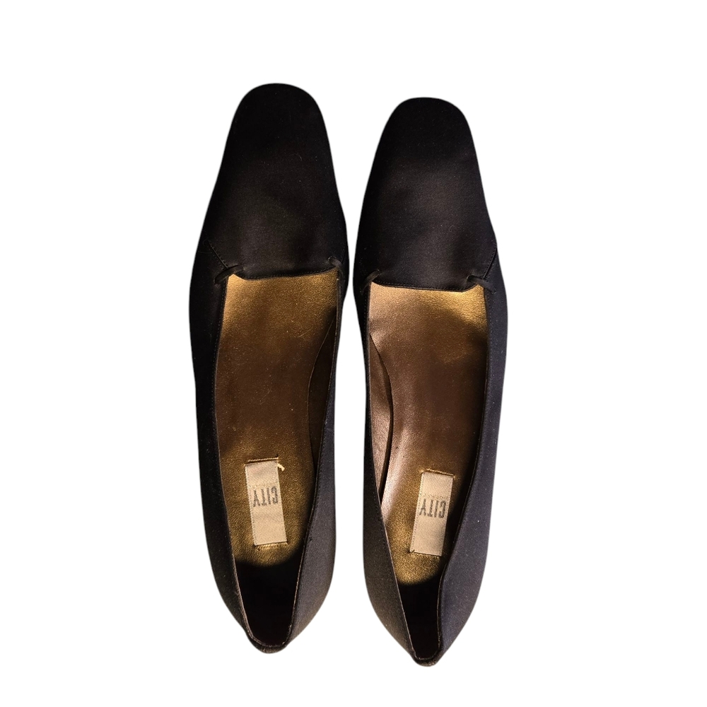 DKNY City Womens Black Satin Heels Size 9M
